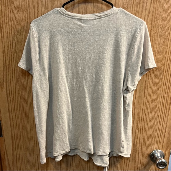 J. Jill Love Linen 100% Linen Short Sleeve Top w/ Knot Hem Size XL - Picture 2 of 7